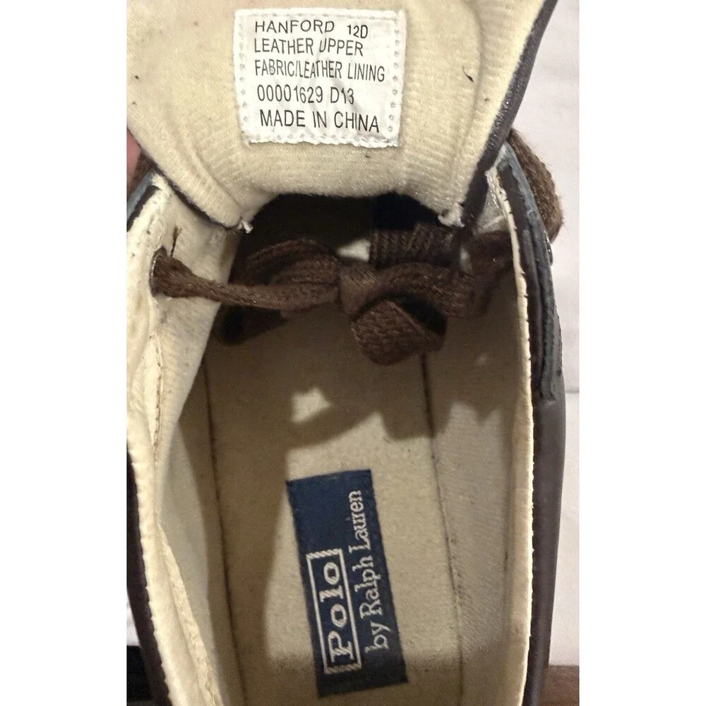 Polo Ralph Lauren Mens Shoes Hanford Brown Leather Lace Up Sneakers Size 12D